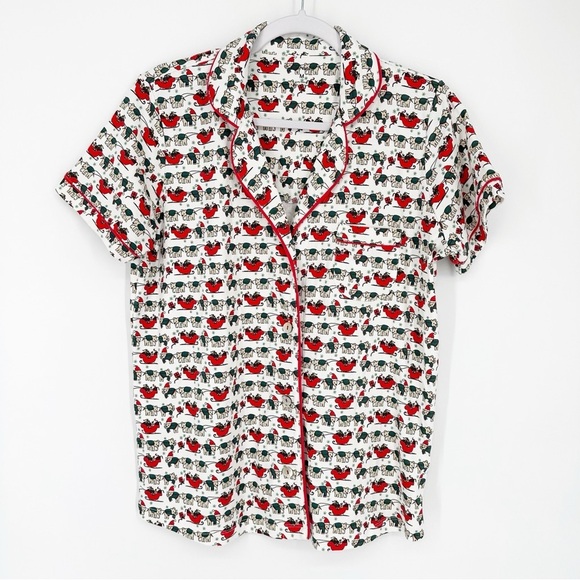 New Roller Rabbit Women's Elephant Holiday Christmas Pajama Top Only Size M